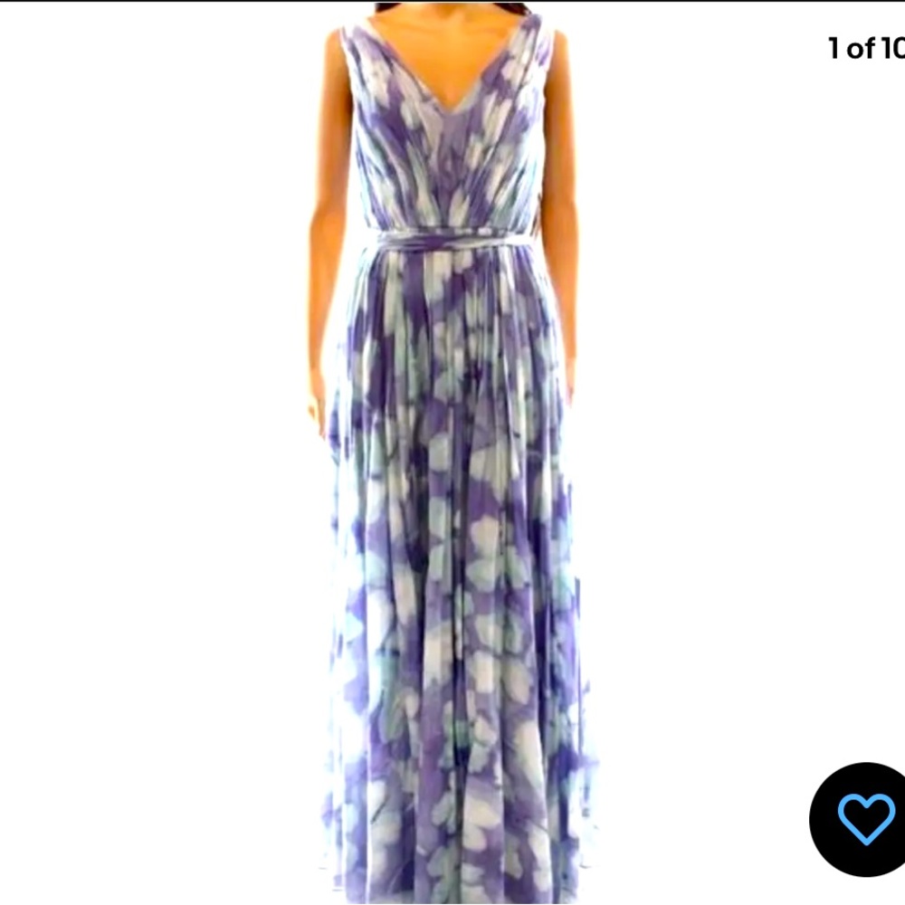 VERA WANG DRESS v-neck gathered empire blue maxi dress size 4